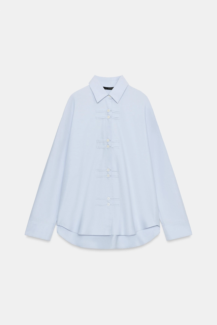 Рубашка zw collection oxford с жабо-застежкой