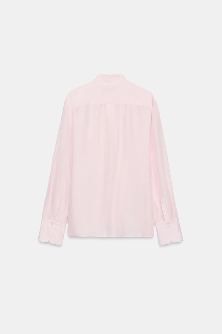 Рубашка Zara «ZW» из 100% шелка с контрастной отделкой