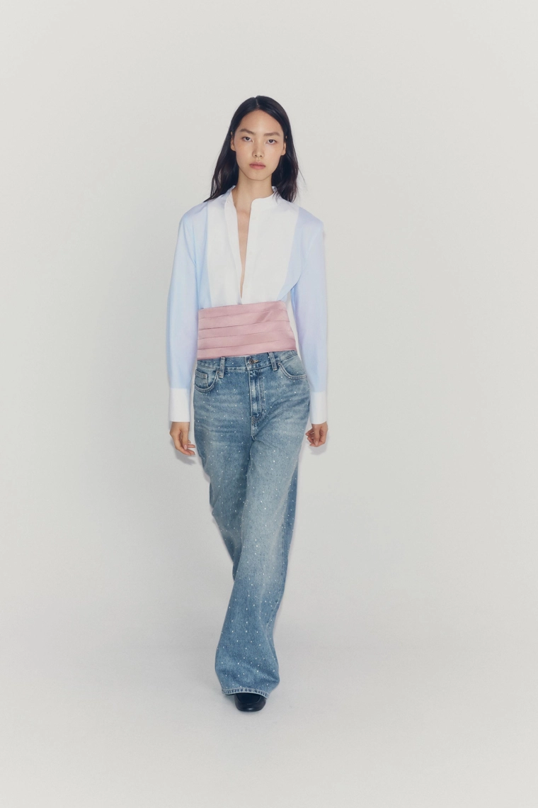 Рубашка с полосатым нагрудником zw collection