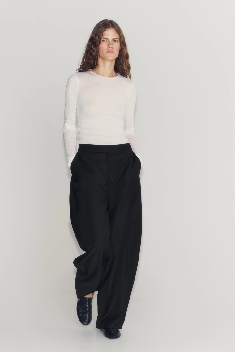 Широкие брюки из смесовой шерсти zw collection