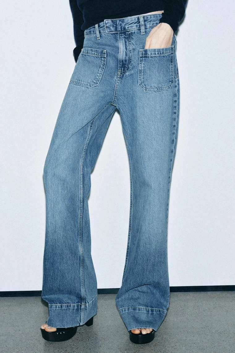 Джинсы Zara «ZW» с завышенной талией и расклешенными штанинами