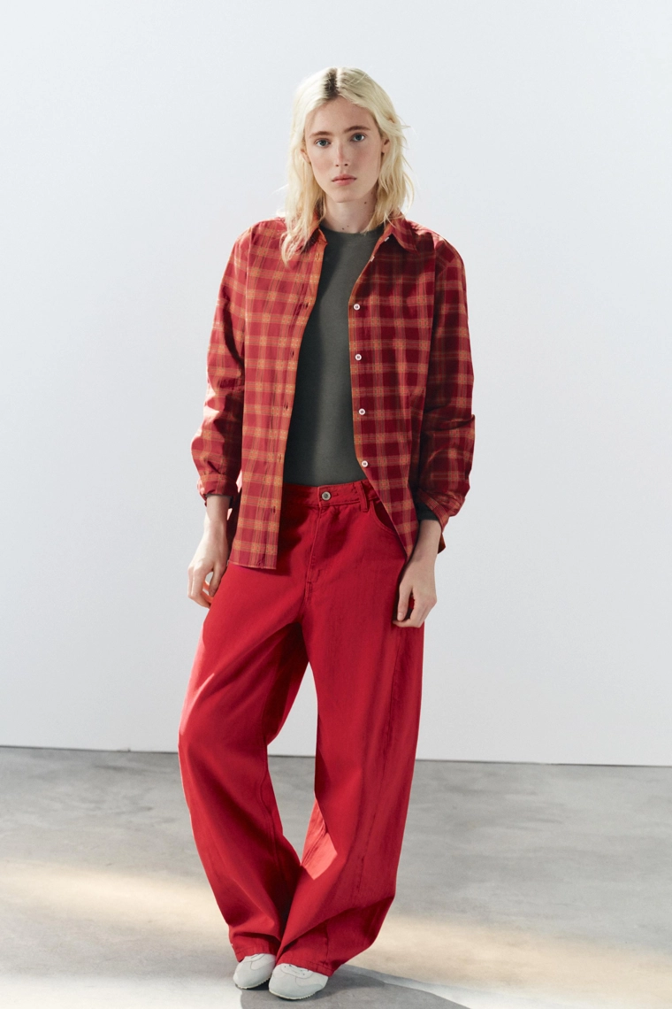 Джинсы trf baggy oversize средней посадки с швами