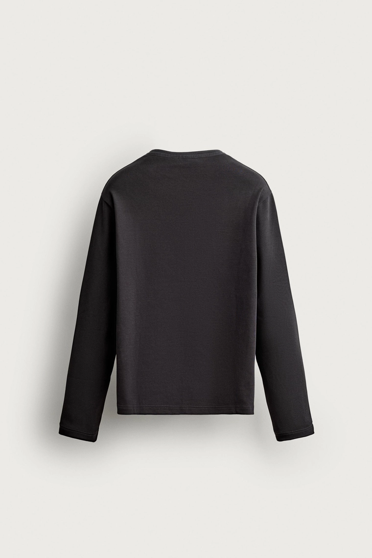 Футболка henley из компактного ребристого трикотажа