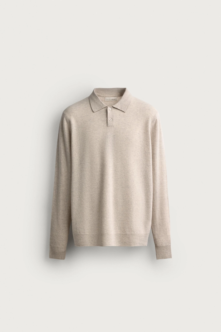 Вязаное поло regular fit из смесовой шерсти