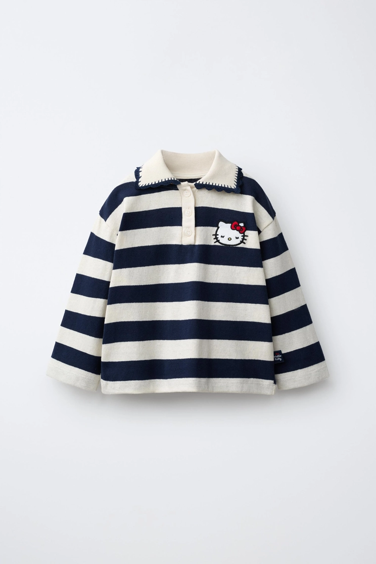 Поло с длинным рукавом hello kitty © sanrio в полоску