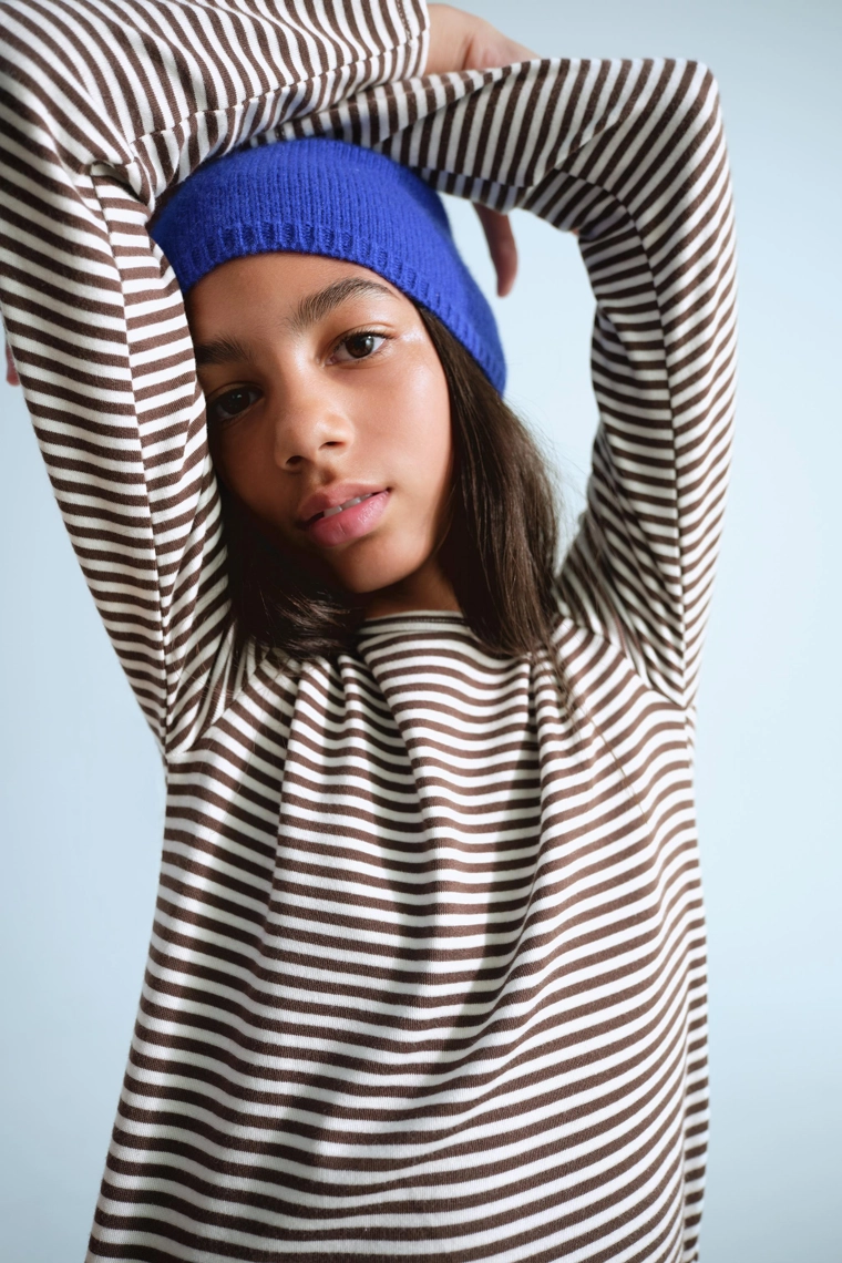 Футболка с круглым вырезом и полосатым принтом 0fr. paris x zara