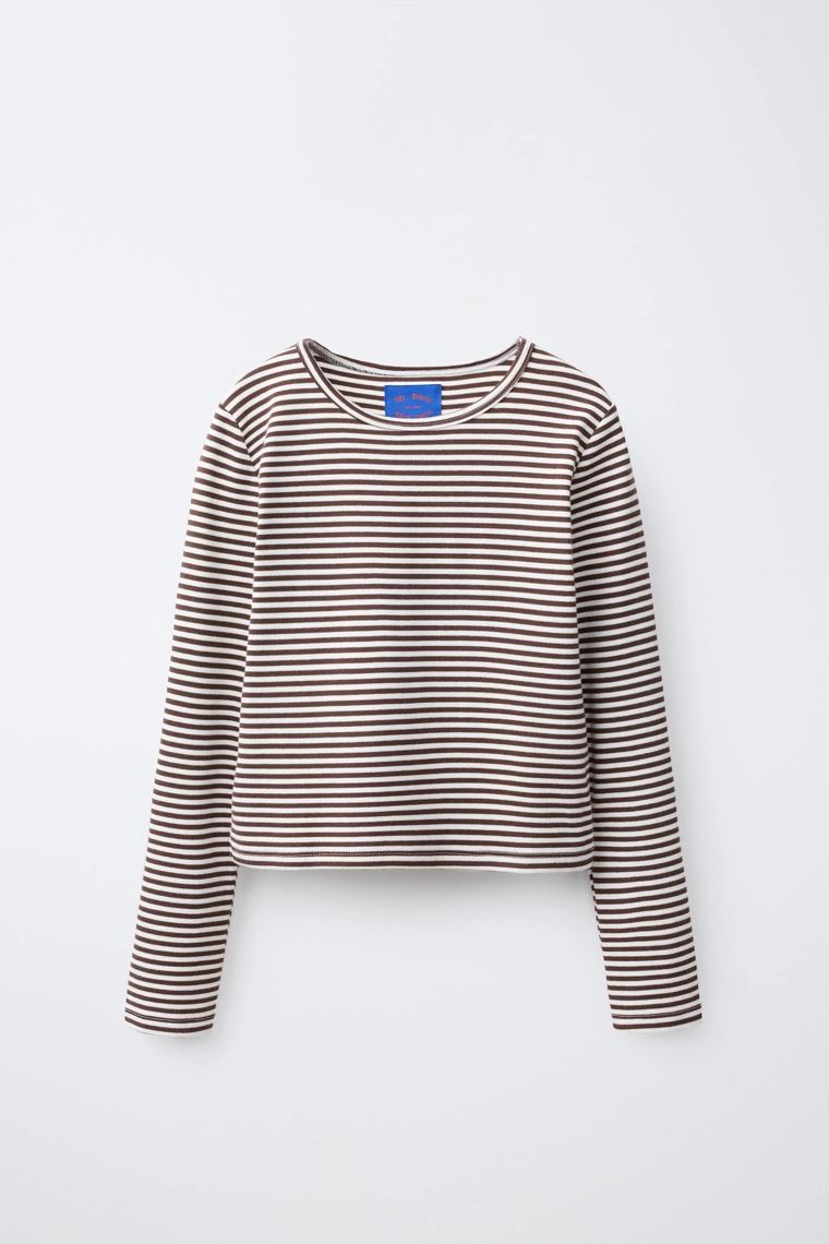 Футболка с круглым вырезом и полосатым принтом 0fr. paris x zara