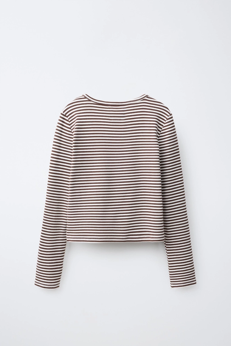Футболка с круглым вырезом и полосатым принтом 0fr. paris x zara