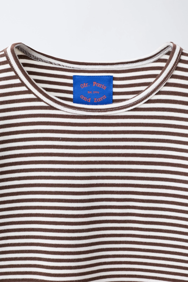 Футболка с круглым вырезом и полосатым принтом 0fr. paris x zara