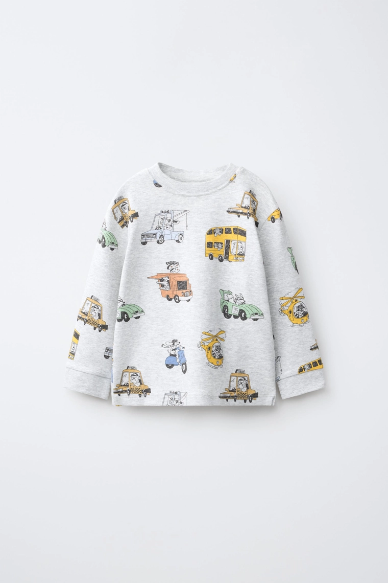 Пижама для детей 2-6 лет с принтом машин