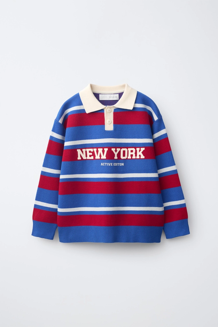 Вязаная поло в стиле varsity