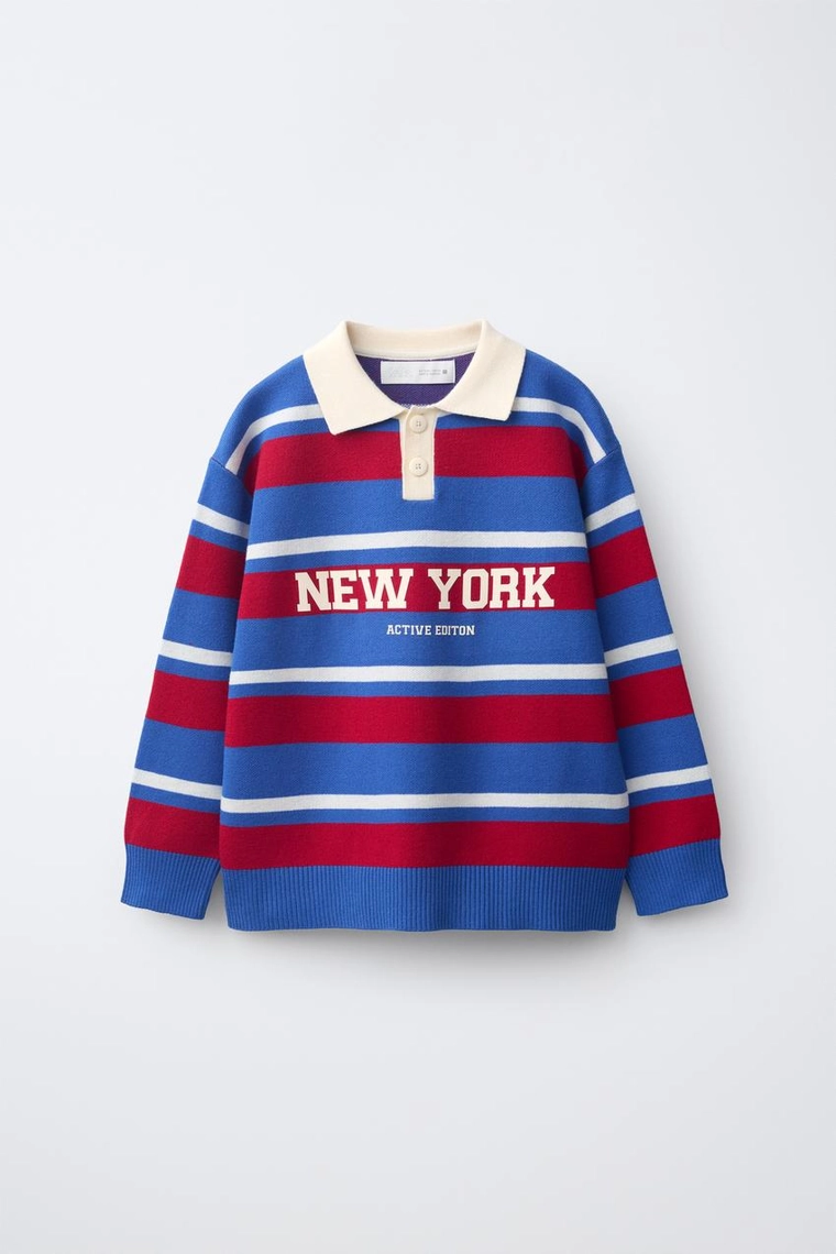 Вязаная поло в стиле varsity