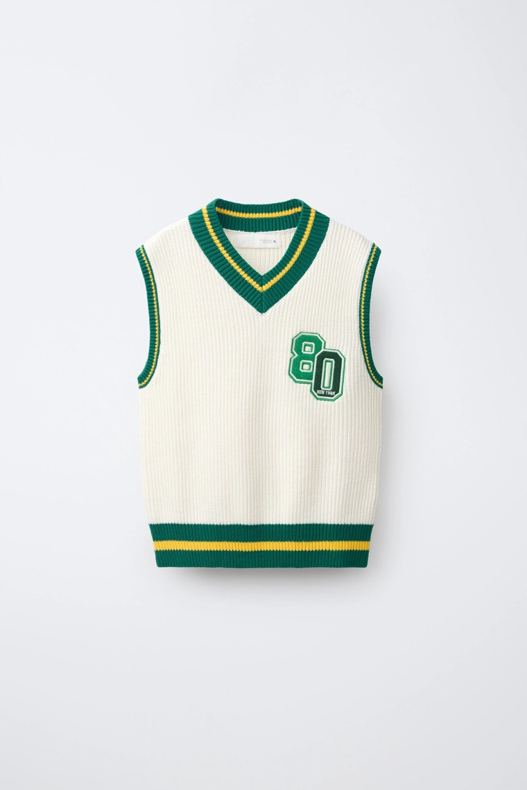 Вязаный жилет в стиле varsity