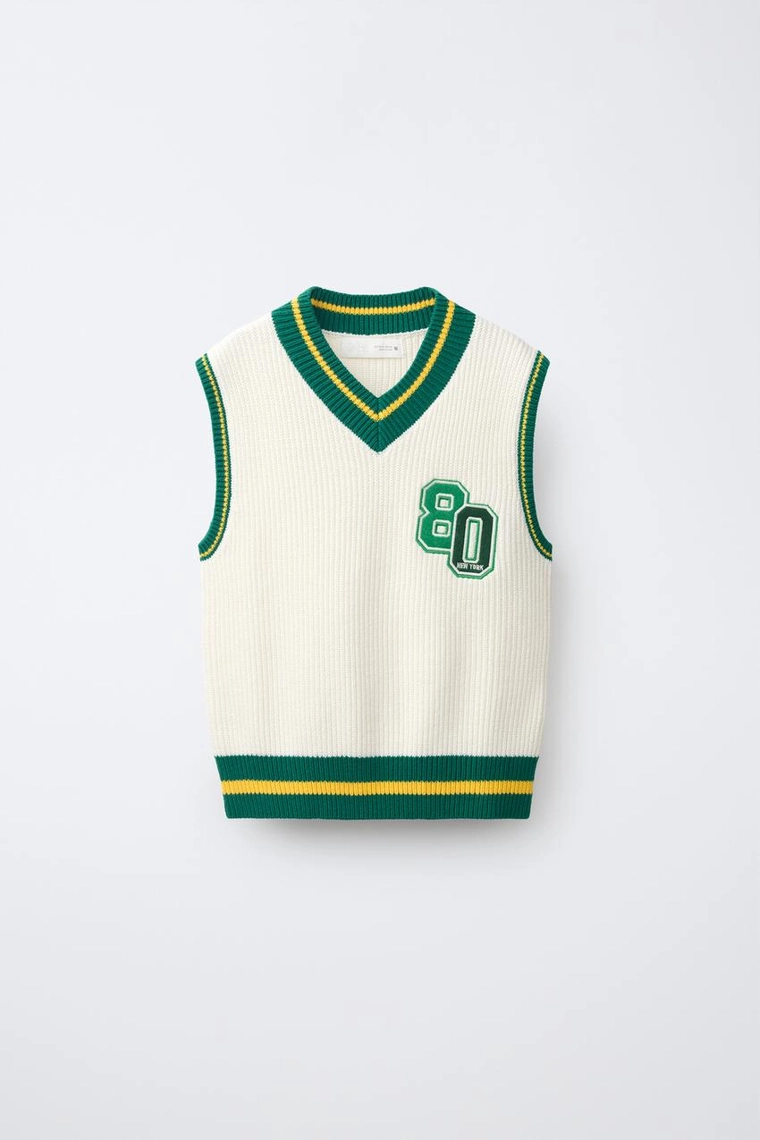 Вязаный жилет в стиле varsity