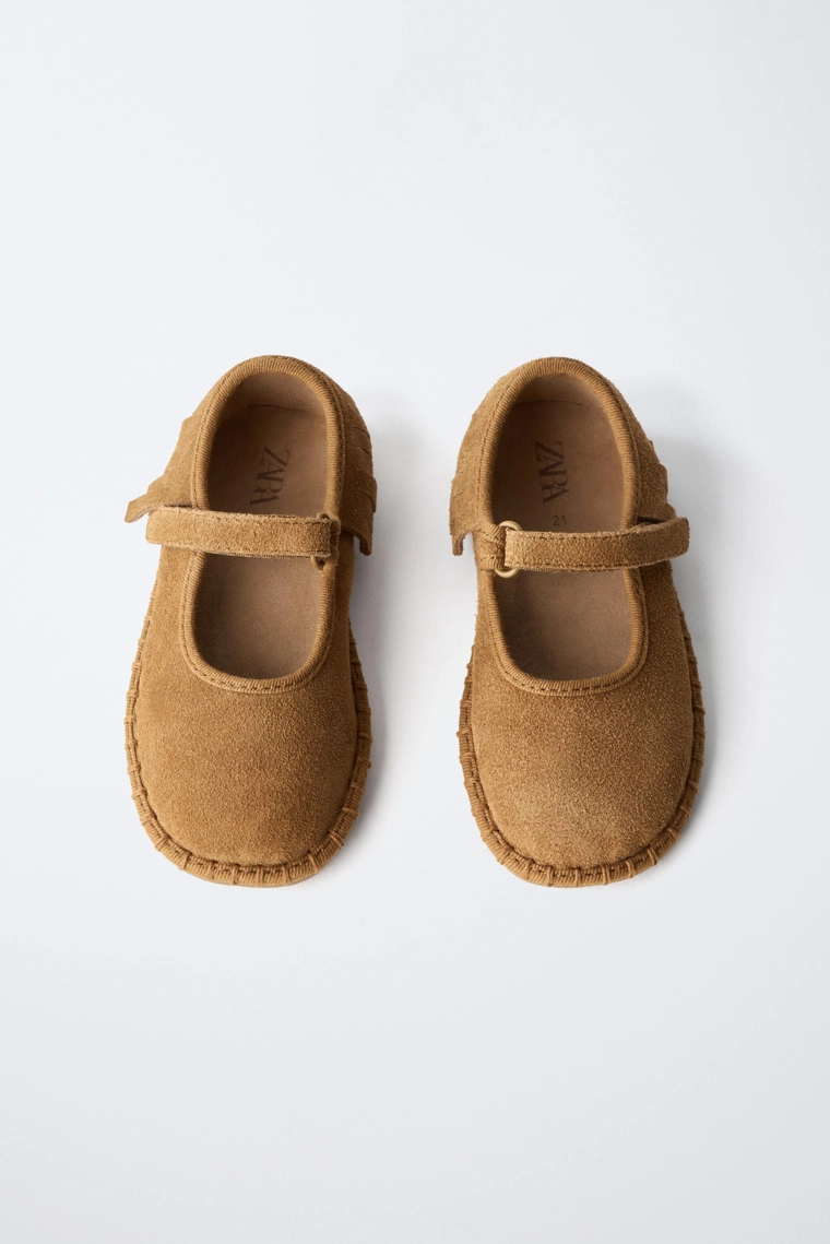 Кожаные балетки barefoot с бахромой