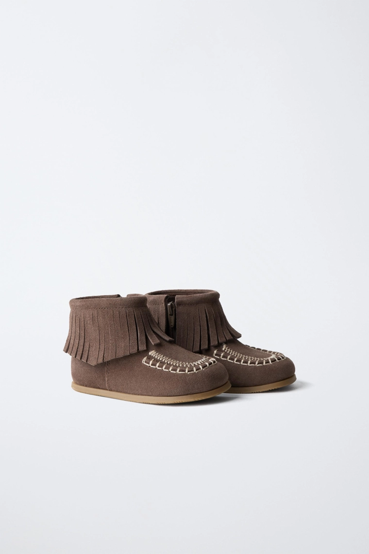 Кожаные ботинки с бахромой barefoot