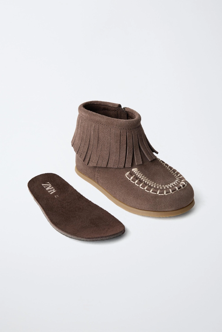 Кожаные ботинки с бахромой barefoot