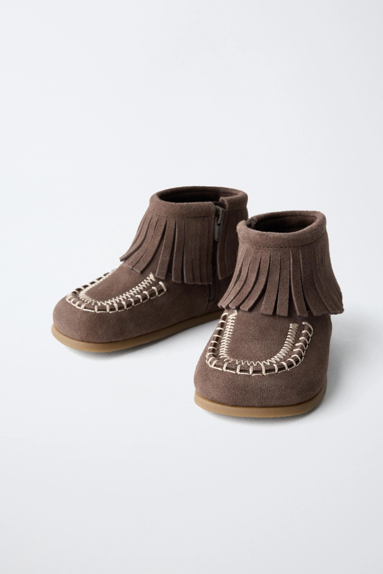 Кожаные ботинки с бахромой barefoot