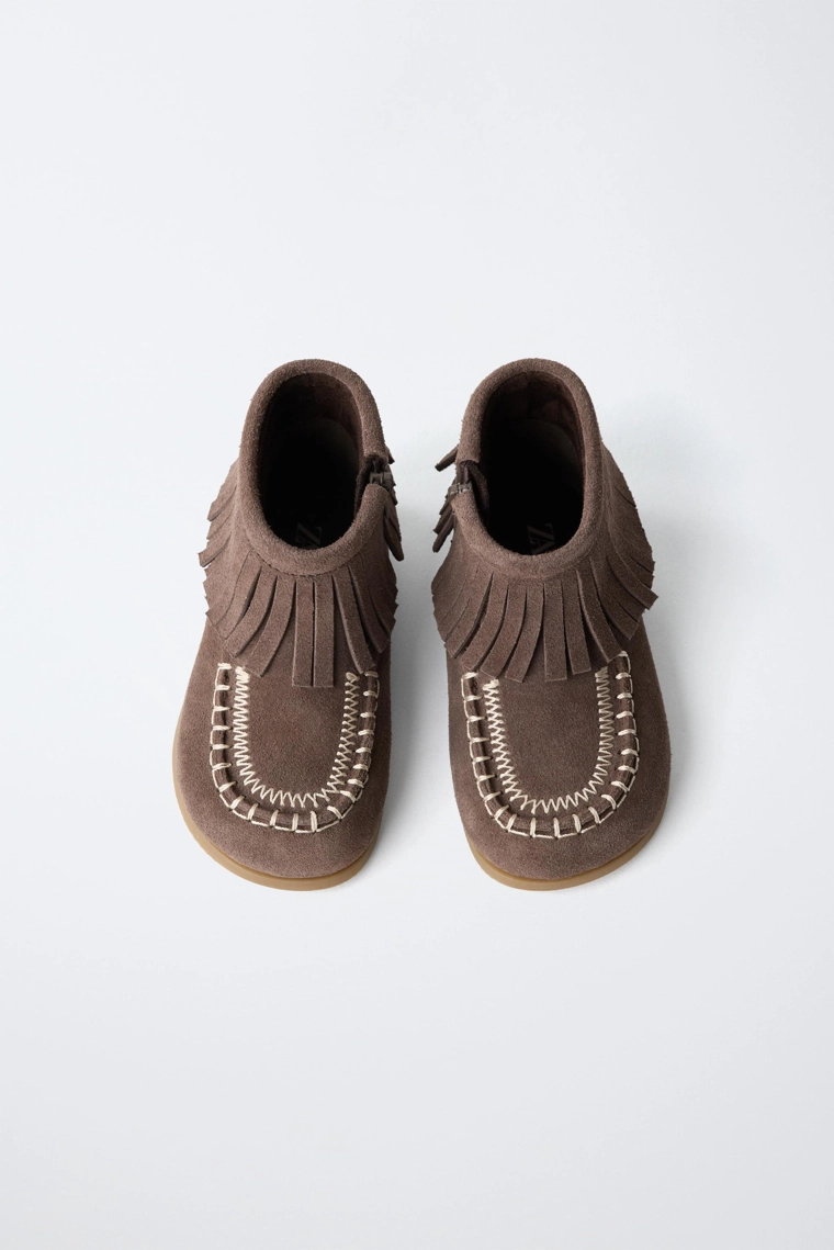 Кожаные ботинки с бахромой barefoot