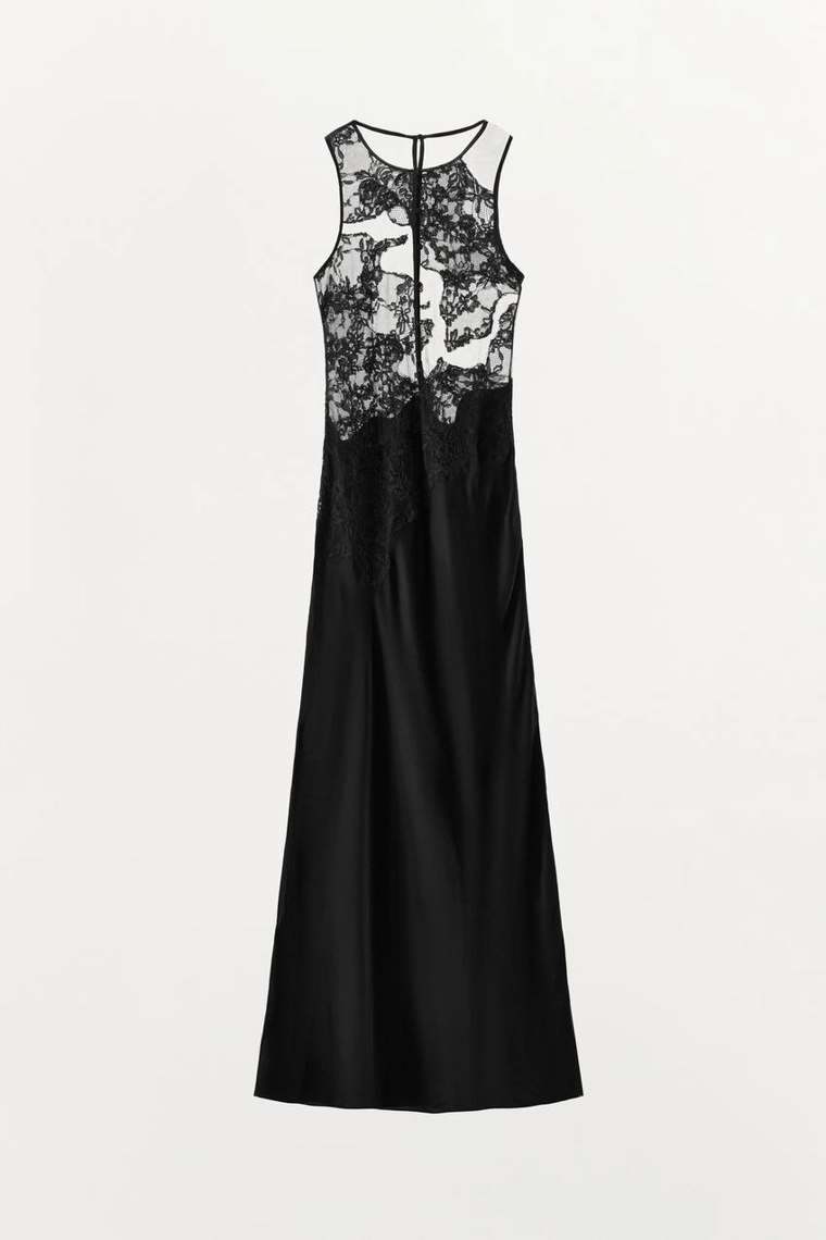 Длинное платье с контрастным кружевом Zara «ZW»