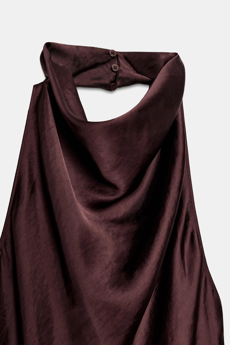 Платье миди на шее из сатина Zara «ZW»