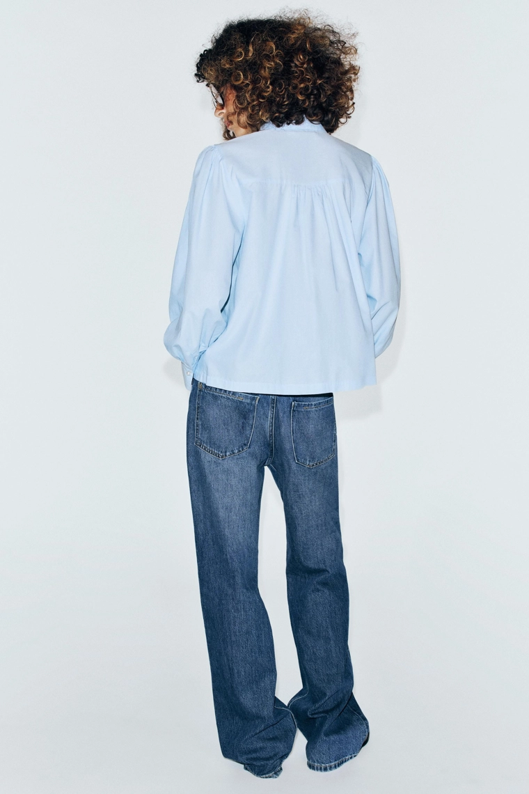 Поплиновая рубашка с искусственными жемчужинами