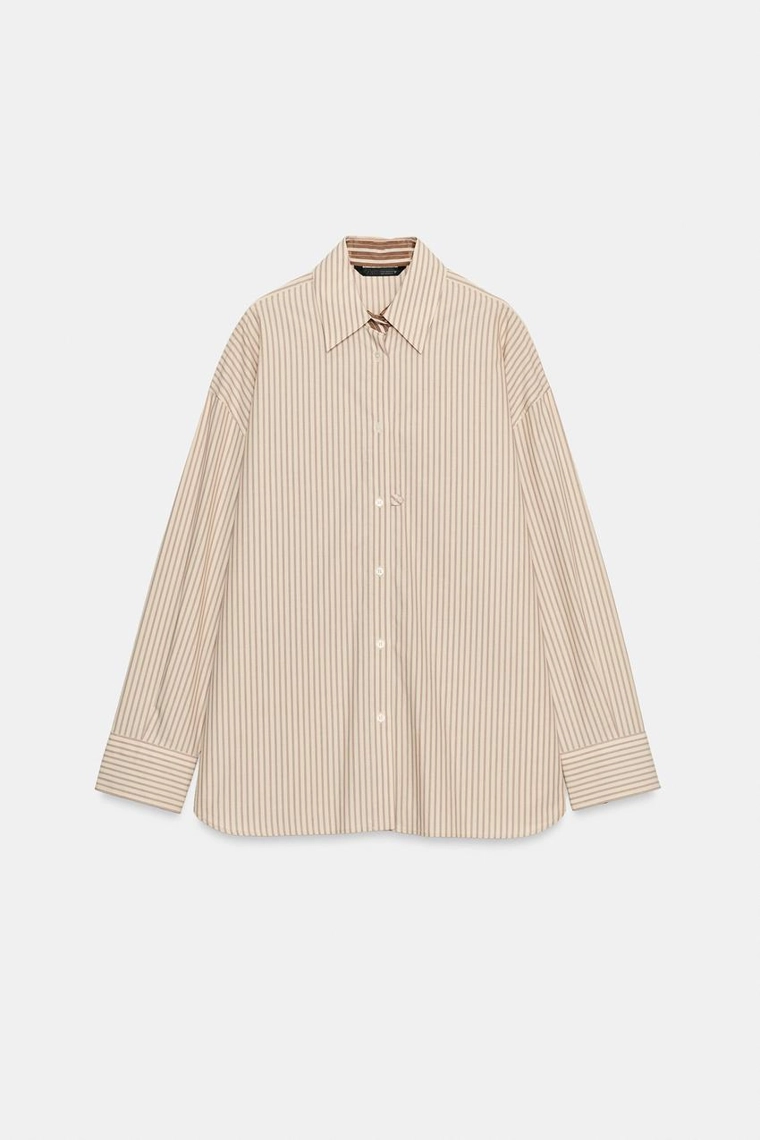 Оверсайз рубашка в полоску из поплина
