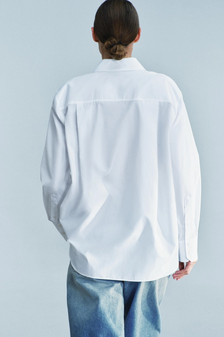 Однотонная рубашка из поплина zw collection