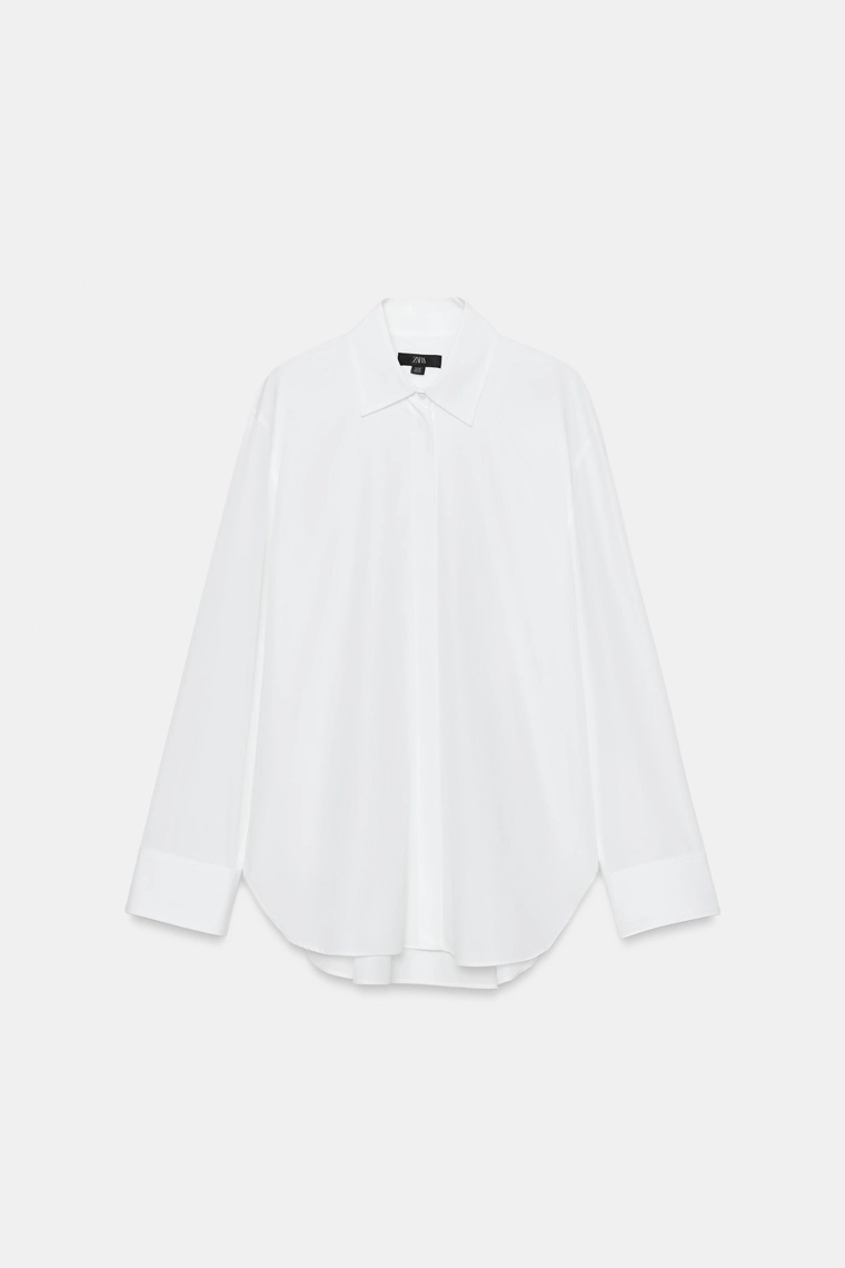 Однотонная рубашка из поплина zw collection