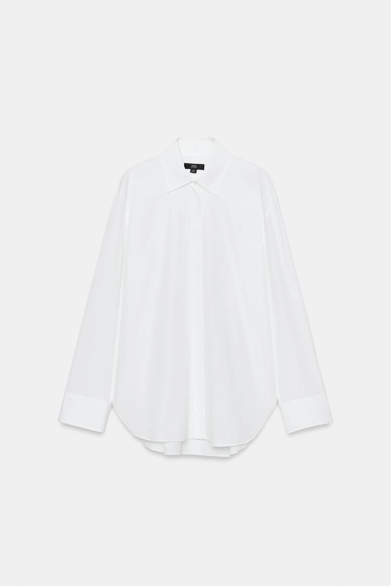 Однотонная рубашка из поплина Zara «ZW»
