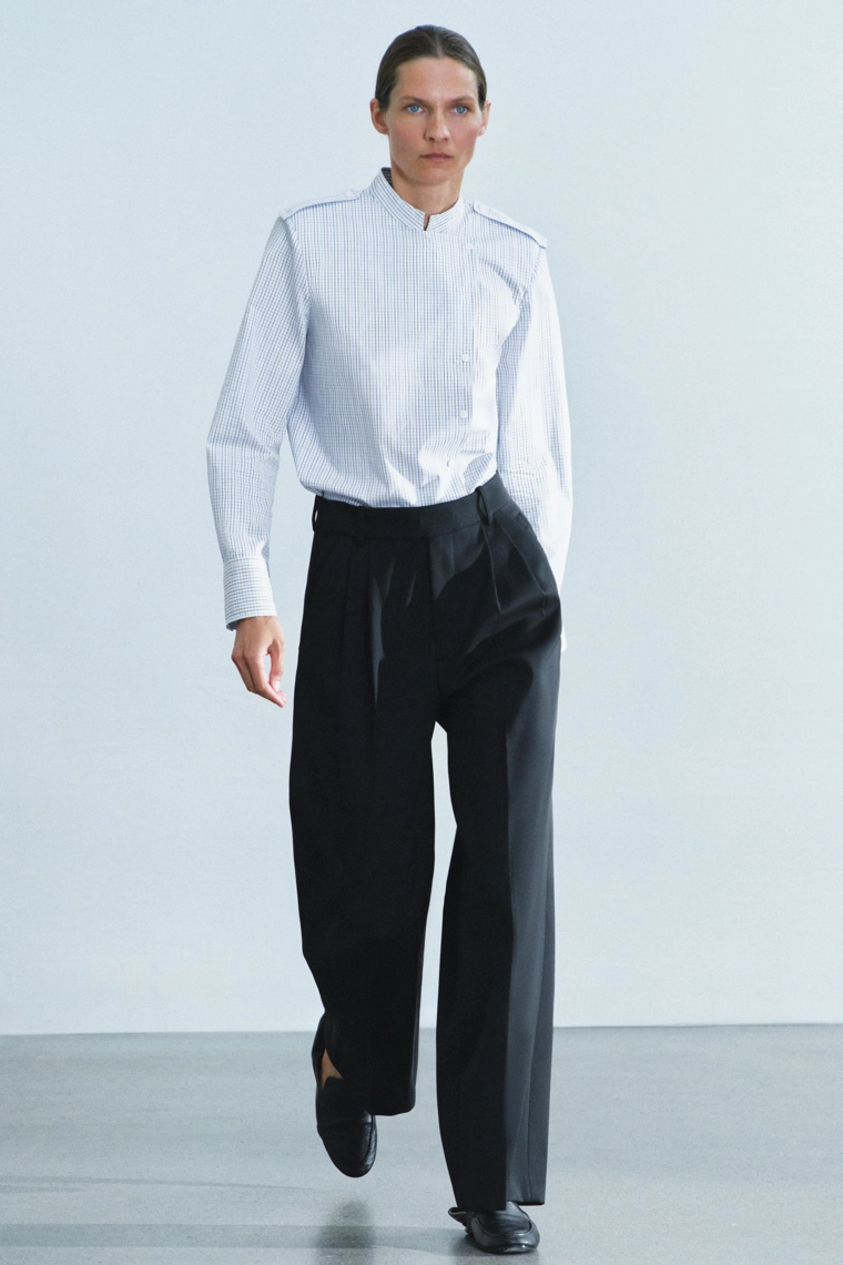 Рубашка в клетку с подплечниками zw collection