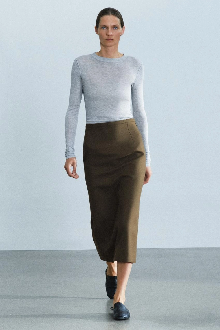 Юбка прямого кроя из 100% шерсти Zara «ZW»