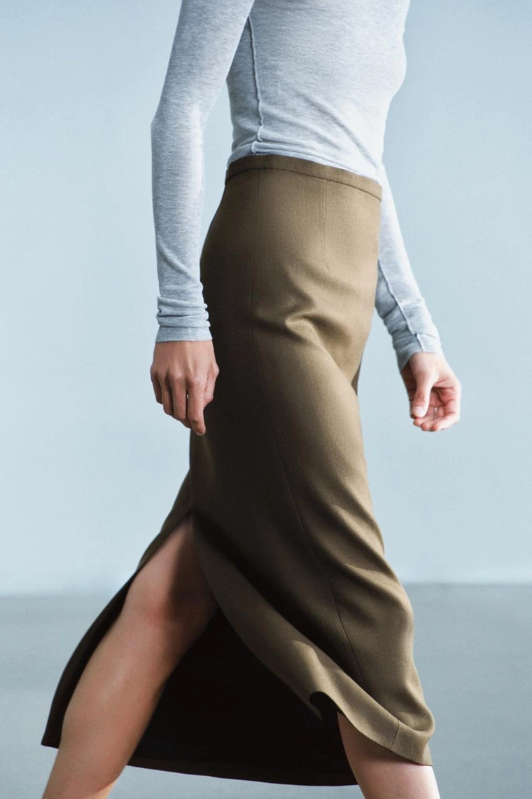 Юбка прямого кроя из 100% шерсти Zara «ZW»