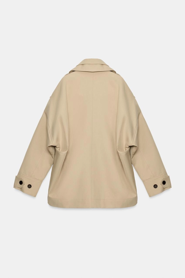 Укороченное тренч-пальто с высоким воротником oversize