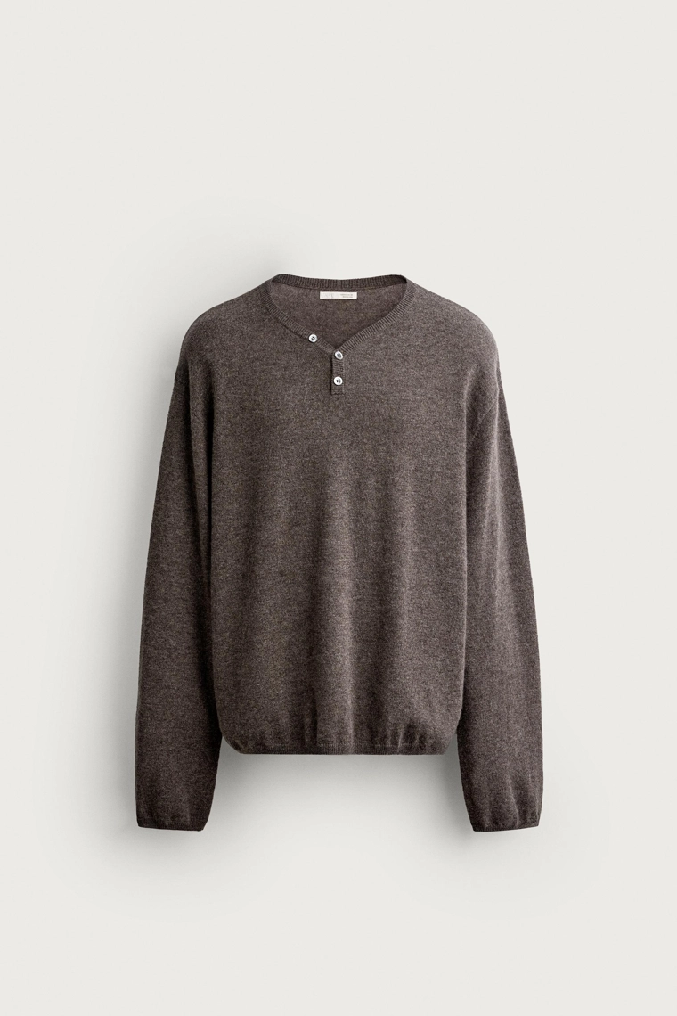 Поло henley из смеси шерсти и кашемира