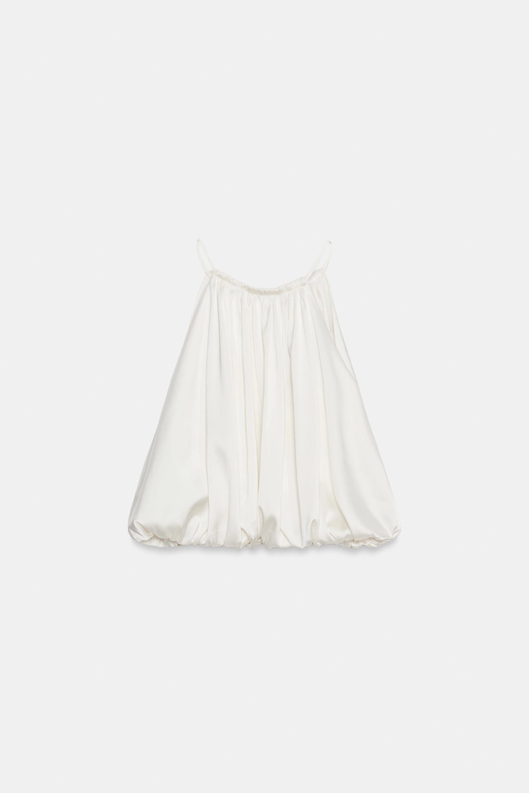 Кроп-топ из сатина с объемными манжетами