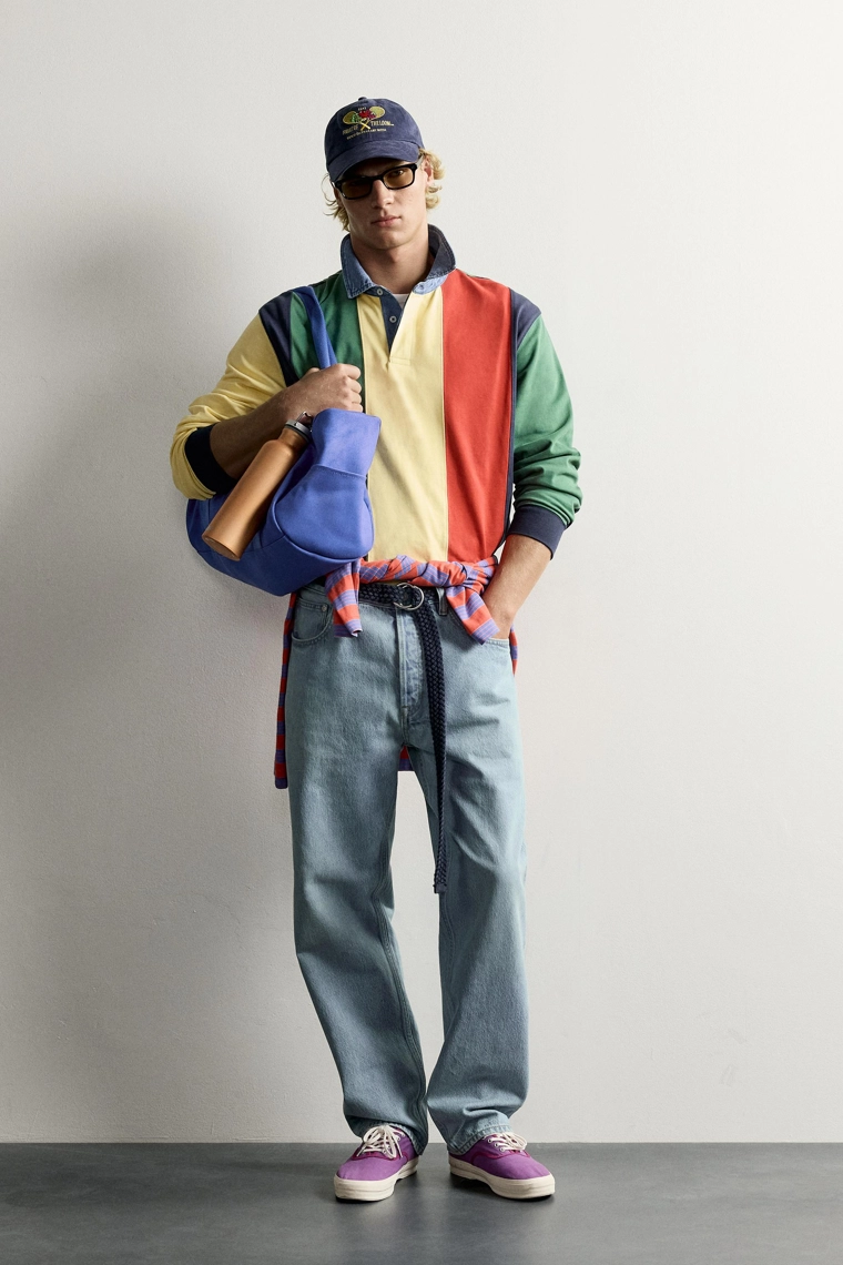 Поло с контрастным воротником в полоску fruit of the loom™