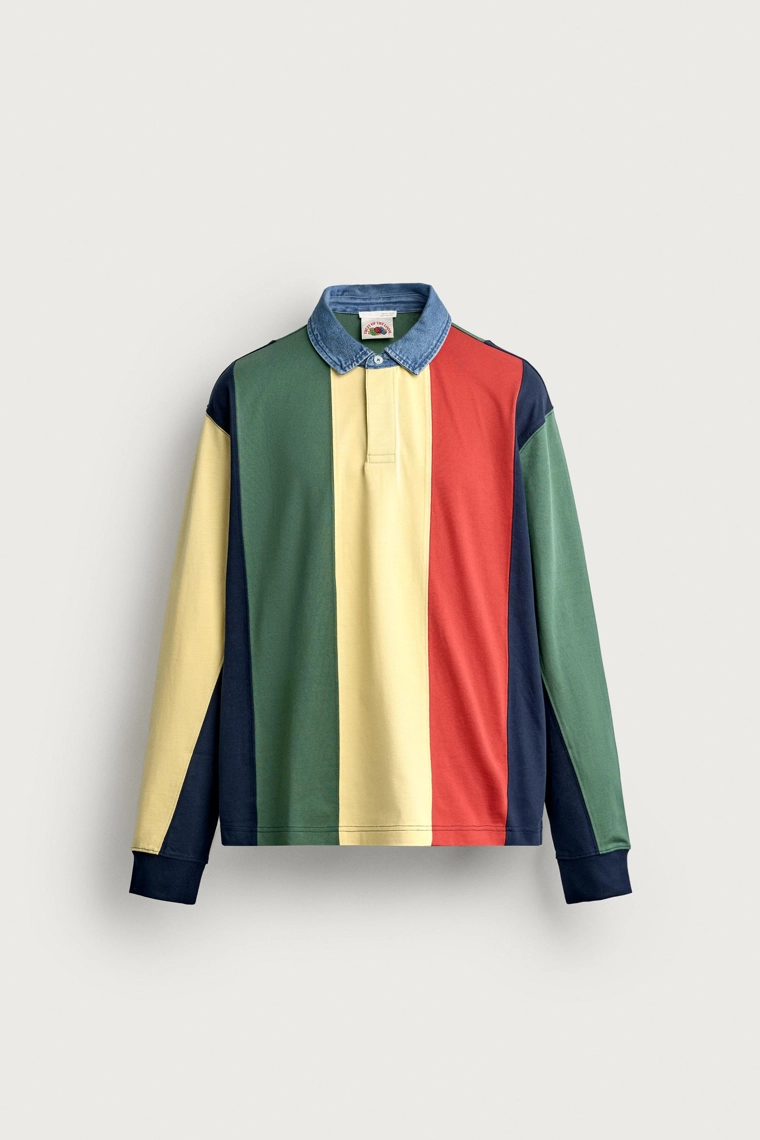 Поло с контрастным воротником в полоску fruit of the loom™