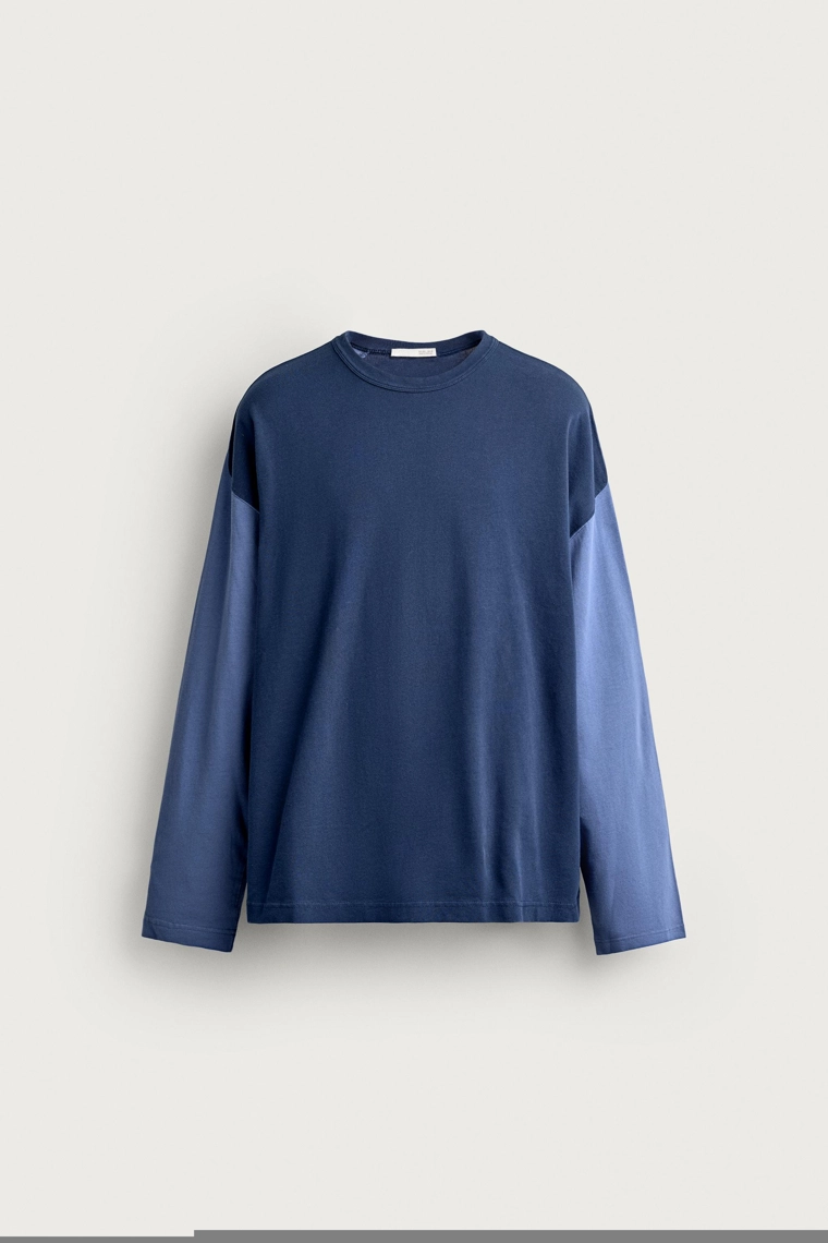 Футболка с длинными рукавами в стиле colour block