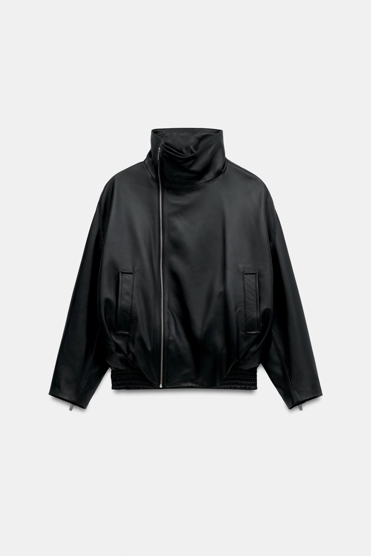 Кожаная куртка zw collection с молнией