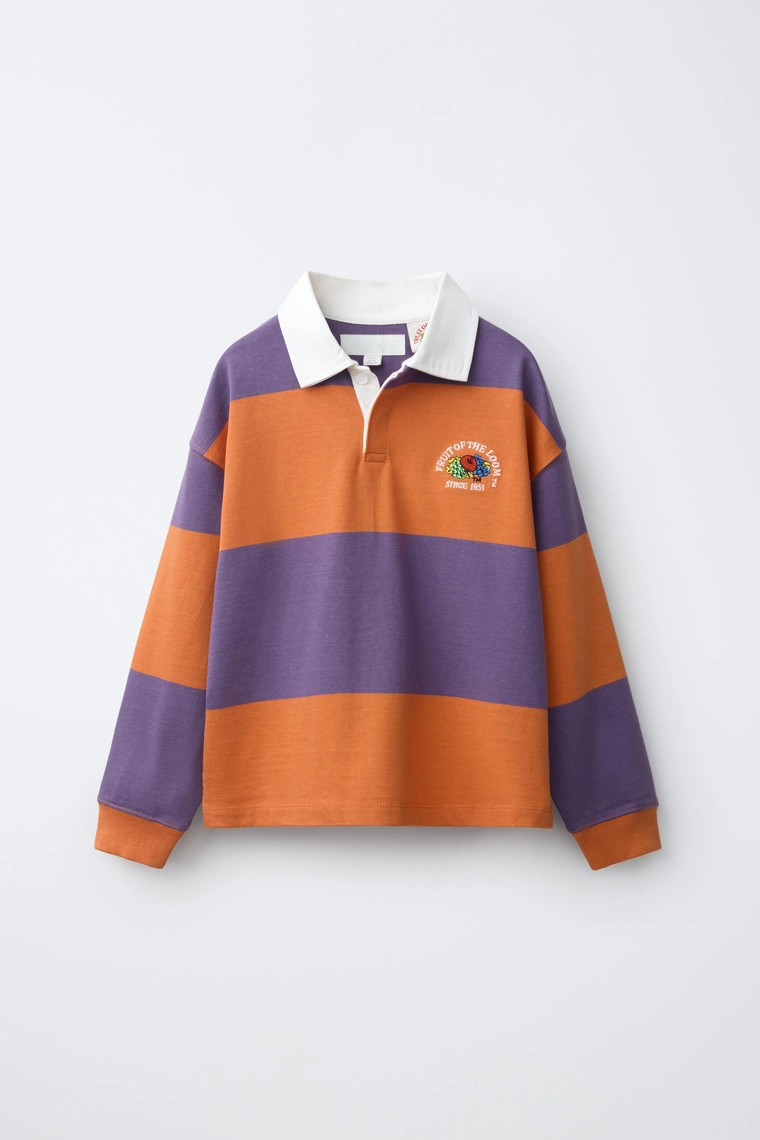Поло fruit of the loom™ с вышивкой и полосками