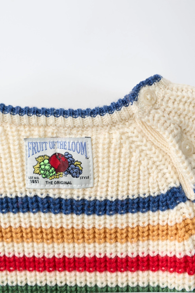 Трикотажное боди в полоску fruit of the loom™ с шерстью