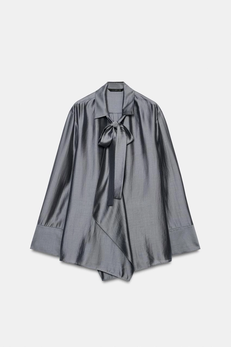 Рубашка Zara «ZW» с асимметричным кроем и завязками