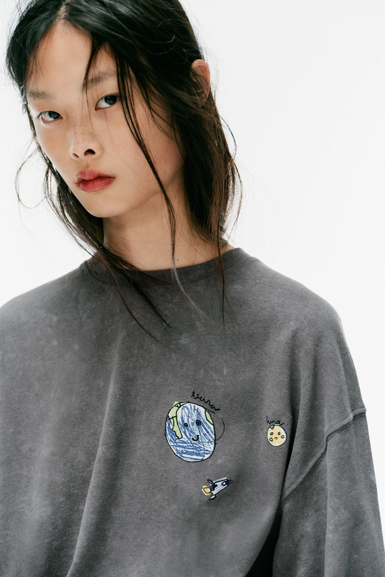 Футболка oversize с принтом планеты