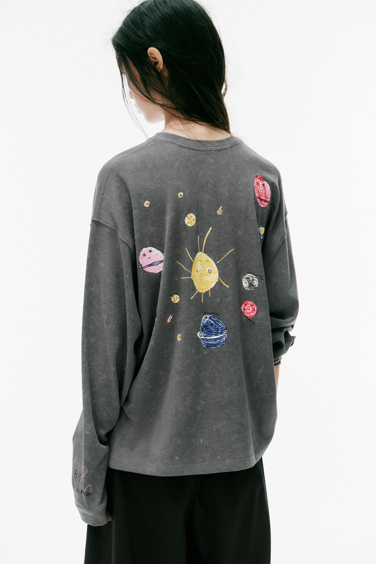 Футболка oversize с принтом планеты