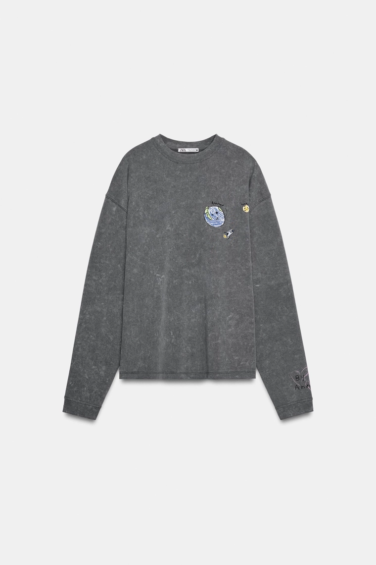 Футболка oversize с принтом планеты