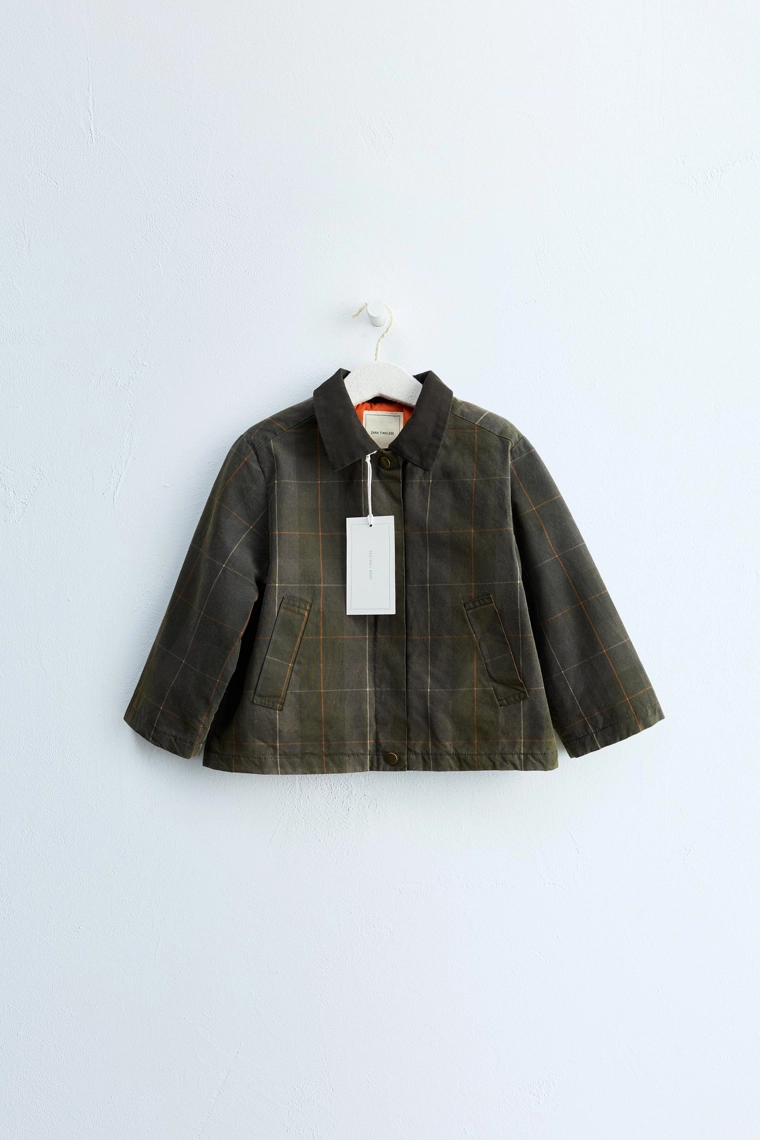 Куртка zara timeless с восковым покрытием и клетчатым принтом