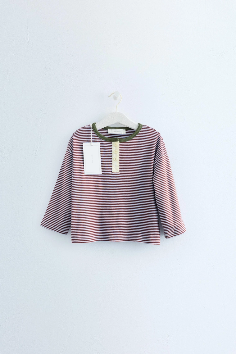 Zara timeless - хлопковая футболка henley в полоску