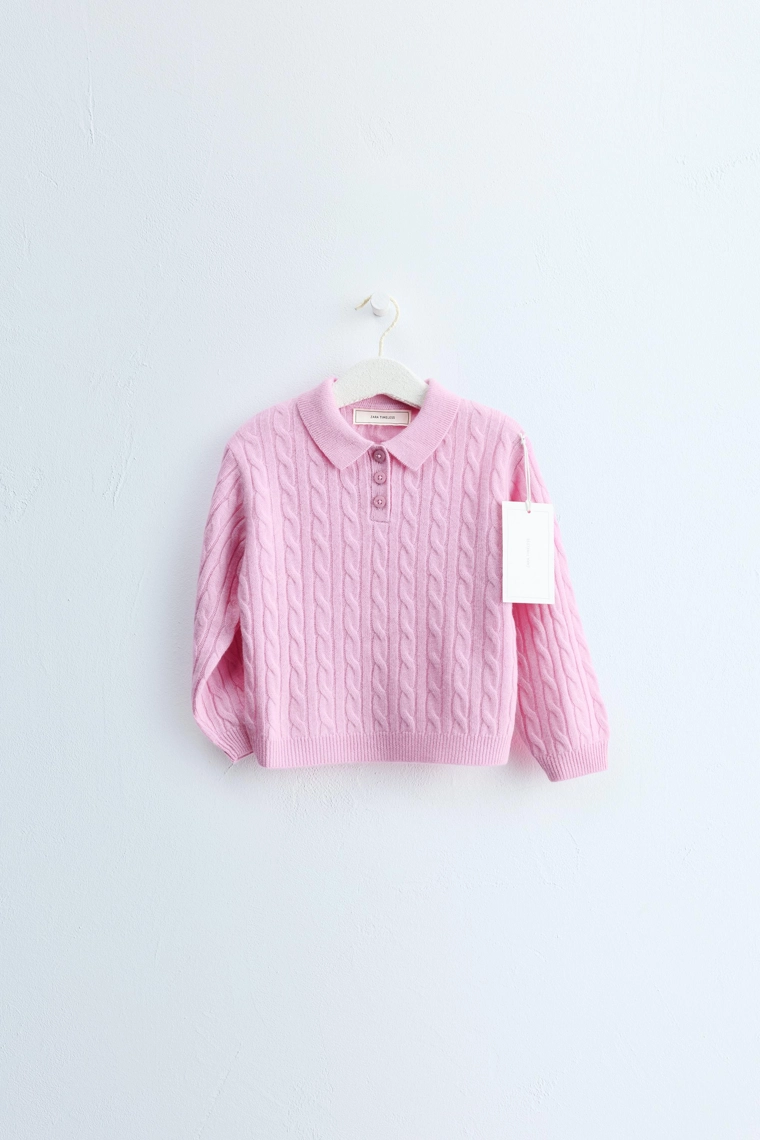 Zara timeless — пуловер поло из 100% шерсти с плетёным узором