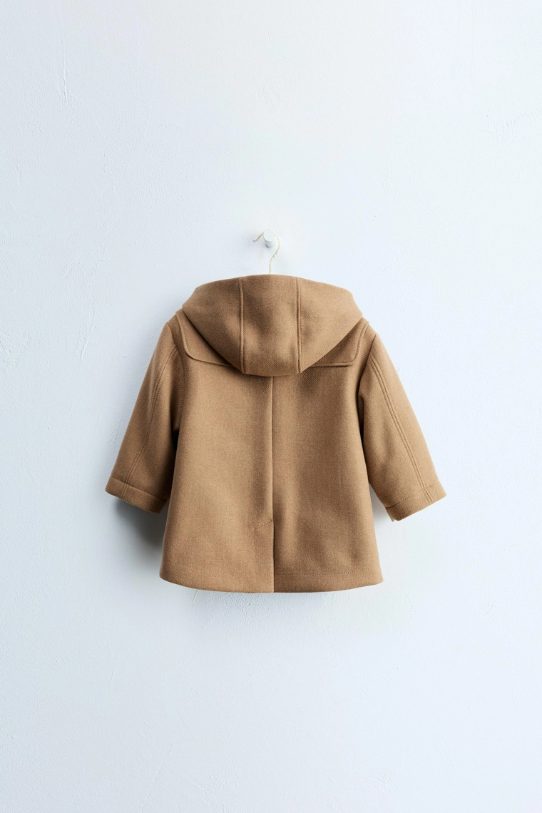 Пальто-дафлкот с капюшоном из шерстяной смеси Zara «Timeless»